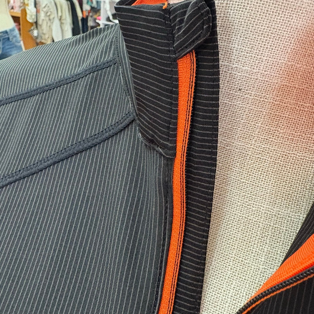 Women's Antigua Black Orange Striped Long Sleeve Tee L - Picture 4 of 6